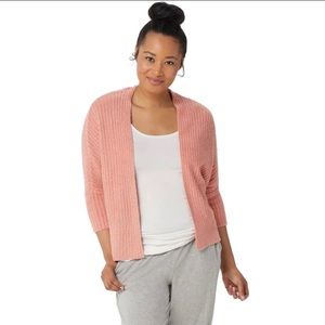 Barefoot Dreams CozyChic Lite Ribbed Shrug Open Front Cardigan Coral Size L/XL